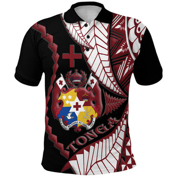 Tonga Polo Shirt Emancipation Day Kupesi Pattern No.1 Black LT9