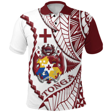 Tonga Polo Shirt Emancipation Day Kupesi Pattern No.1 White LT9
