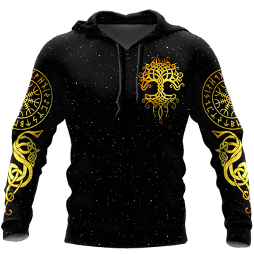 Viking Clothing Gold Tree Of Life Viking Hoodie RLT12
