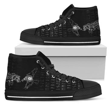Viking High Top Shoes Raven and Wolf Special Tattoo RLT12