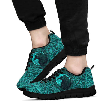 Viking Sneakers, Ethnic Odin Raven Cyan RLT12