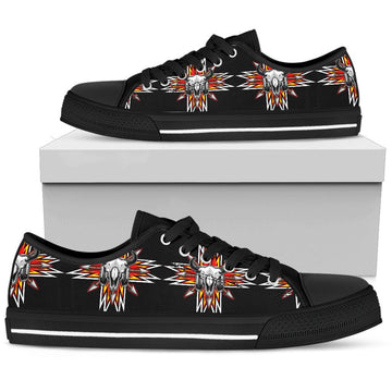 Bison Red Arrow Native American Design Low Top Canvas Shoes LT10