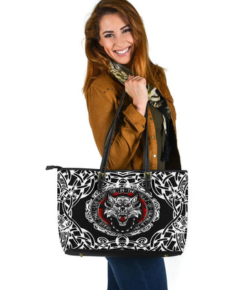 Viking Large Leather Tote, Fenrir Wolf RLT12