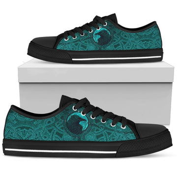 Viking Low Top Shoes, Ethnic Odin Raven Cyan RLT12