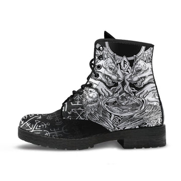 Viking Leather Boots Wolf and Raven Special RLT12