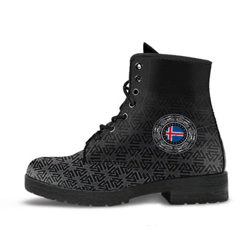 Viking Leather Boots Iceland Coat Of Arms RLT12