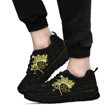 Viking Sneakers, Fenrir Raven and Vegvisir Tattoo Yellow RLT12