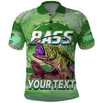 Custom Bass Fishing is Life Hook Sport Largemouth Green Polo Shirt LT9