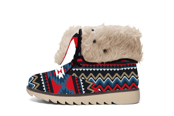 Native American Ornamental Pattern Faux Fur Leather Boots LT10