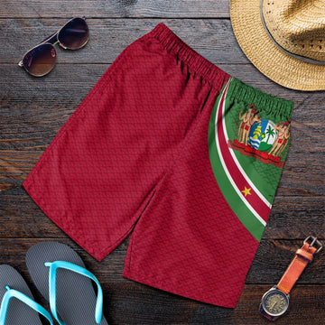 Suriname Men's Shorts Suriname Coat Of Arms and Flag Color RLT7