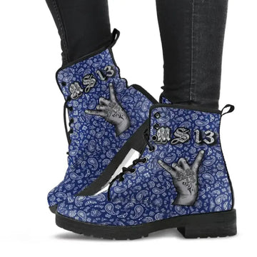 Leather Boots Blue Bandana RLT8