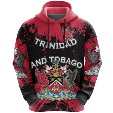 Trinidad and Tobago Scarlet Ibis All Over Hoodie Coat Of Arms RLT6