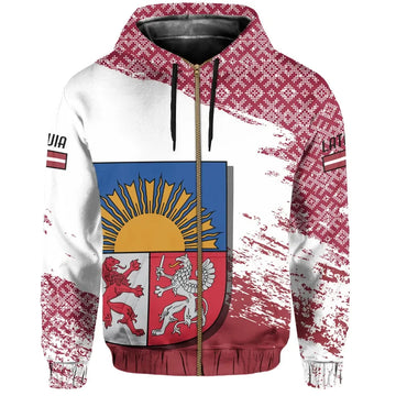 Victory Latvia Allover Print Zip Hoodie RLT6