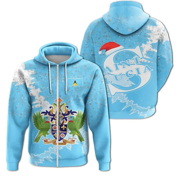 Saint Lucia Christmas Zip Up Hoodie Coat Of Arms X Style8 RLT6