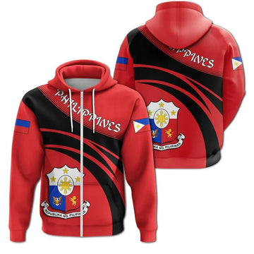 Philippines Zip Hoodie Coat Of Arms Cricket Style RLT6