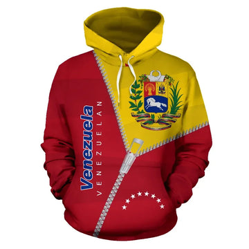 Venezuela Hoodie Curve Zipper Style Red RLT7