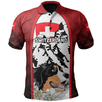 Switzerland Polo Shirt Coat Of Arms and Bernese Mountain Dog RLT13