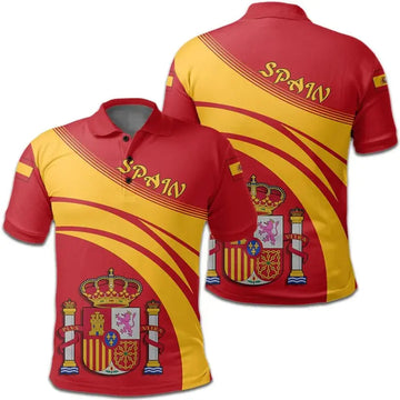 Spain Polo Shirt Coat Of Arms Cricket Style RLT12