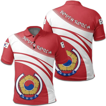 South Korea Polo Shirt Coat Of Arms Cricket Style RLT8