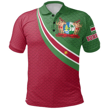 Suriname Polo Shirt Suriname Coat Of Arms and Flag Color RLT7
