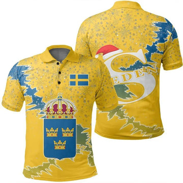 Sweden Polo Shirt Christmas Coat Of Arms X Style RLT7