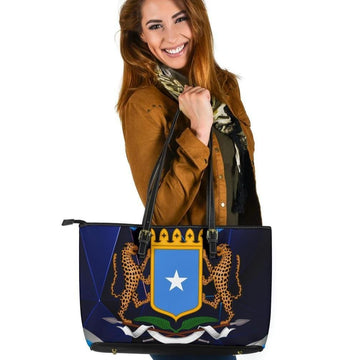 Somalia Leather Tote Coat Of Arms Somalia With Leopard RLT8