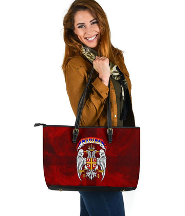 Serbia Leather Tote Bag Best Serbian Eagle Tattoo RLT7