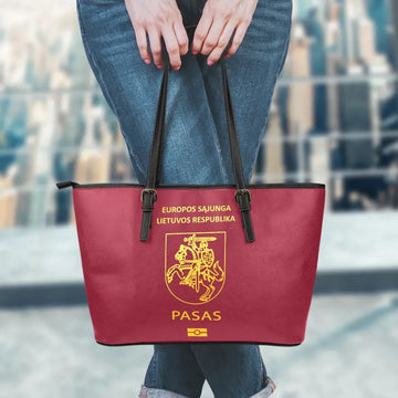 Lithuania Passport Leather Tote Bag RLT6
