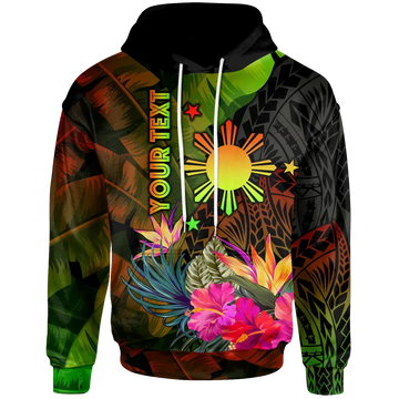 Custom The Philippines Polynesian Hoodie Hibiscus and Banana Leaves RLT6