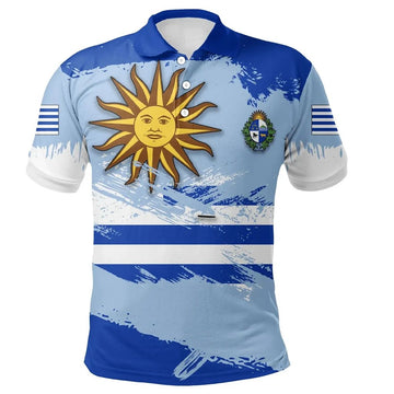 Uruguay Polo Shirt Flag Brush LT13