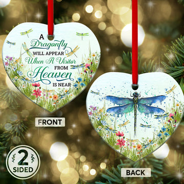 Dragonfly Faith From Heaven Heart Ornament