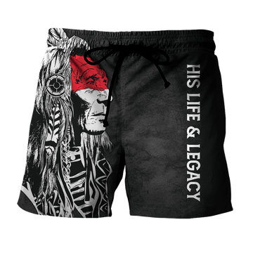 Sitting Bull Black and White Native American Customized All Overprinted Men Shorts