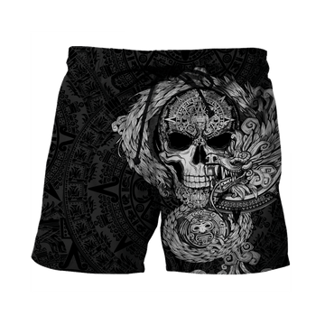 Mexico Aztec Quetzalcoatl Skull Tattoo All Over Printed Unisex Men Shorts