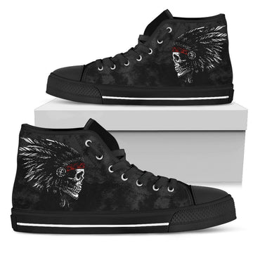 Ancient Skull Pattern Native American All Over Printed High Top Shoes