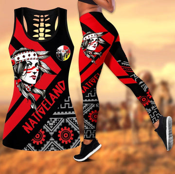 Native Girl Native American All Over Printed Leggings and Hollow Tank