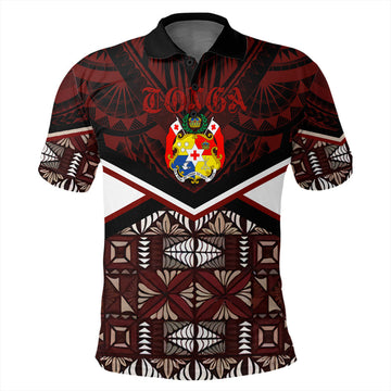 Tonga Polo Shirt Tonga Ngatu Kupesi Polo Shirt Coat Of Arms LT10