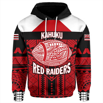 Polynesian Hoodie Custom Hawaiian High Kahuku Red Raiders Football Hoodie LT10