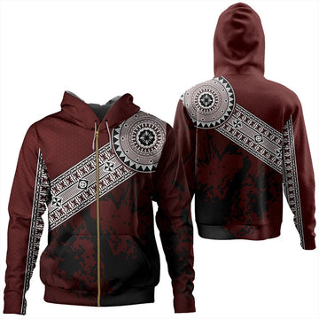 Polynesian Hoodie Fiji Masa Paint Style Zip Hoodie LT10