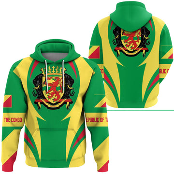 Republic Of The Congo Hoodie Action Flag RLT7