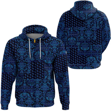 Paisley Bandana Pattern Seamless Blue Hoodie Ver.03 RLT13