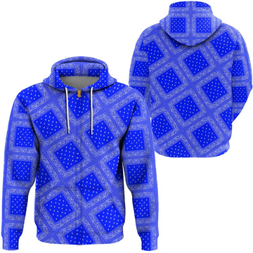 Paisley Bandana Pattern Seamless Blue Hoodie Ver.02 RLT13