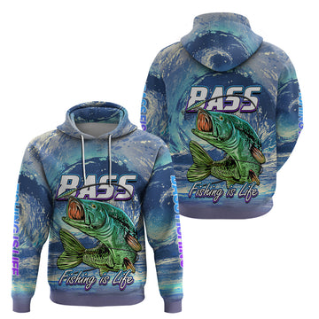 Bass Fishing is Life Hook Sport Largemouth Blue Hoodie LT9