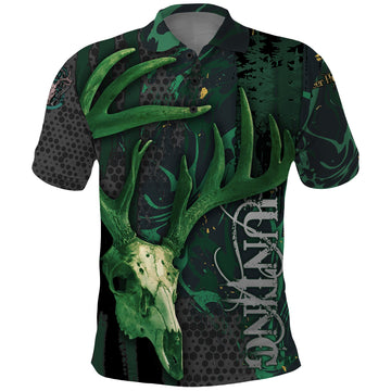 Deer Hunting Green Grunge Pattern Polo Shirt TS04