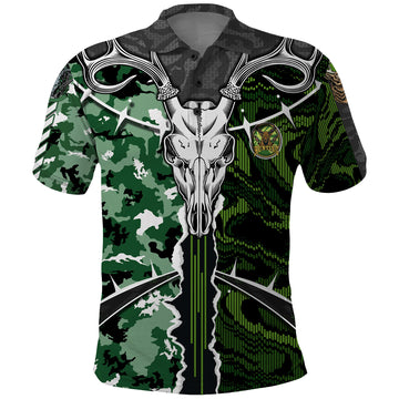 Deer Hunting Green Abstract Pattern Polo Shirt TS04