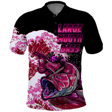 Custom Bass Fishing Polo Shirt Red LT9