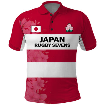 (Custom Text And Number) Japan Rugby 7s Japanese Cherry Blossom Polo Shirt LT14