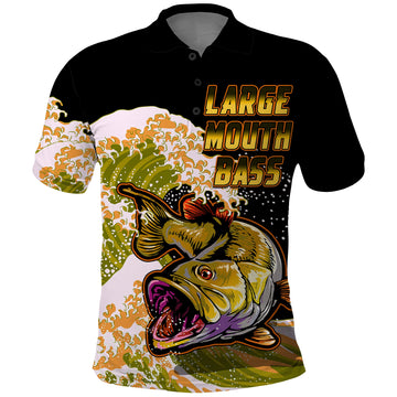 Largemouth Bass Fishing Polo Shirt Yellow LT9
