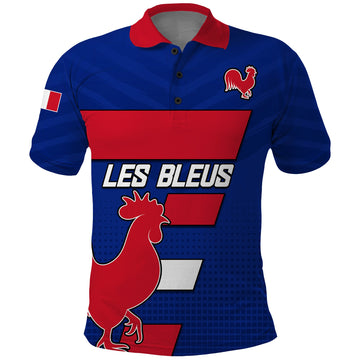 Custom France Rugby 7s Come On Les Bleus Polo Shirt LT9