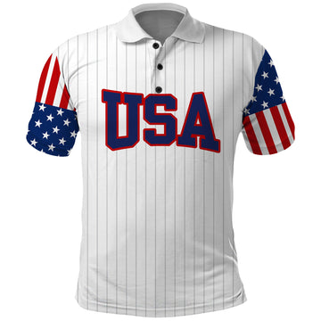 United States 2023 Baseball Classic Uniform USA Flag Polo Shirt LT9