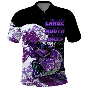 Custom Bass Fishing Purple Polo Shirt LT9